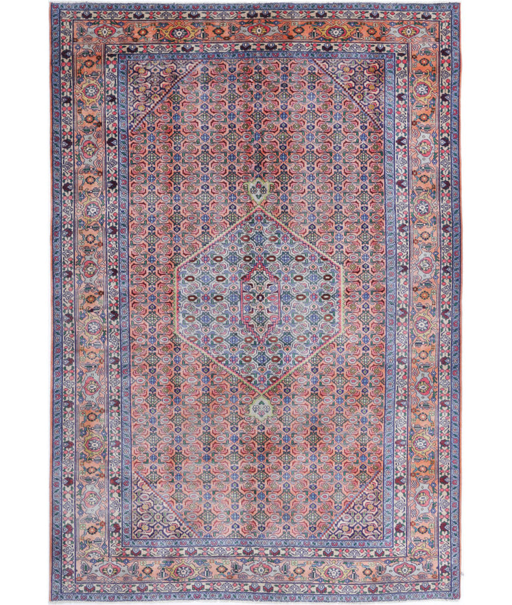 Blue Afghan Bijar Rug 6' 1" x 9' 3" Hand-Knotted | No. AT91608