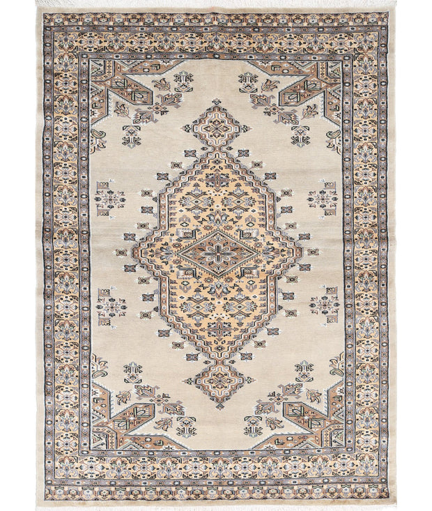 Hand Knotted Tribal Jaldar Fine Wool & Silk Rug 4' 6" x 6' 4" - No. AT77405