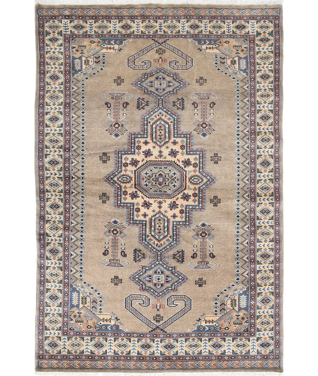 Hand Knotted Tribal Jaldar Fine Wool & Silk Rug 4' 6" x 6' 9" - No. AT78973