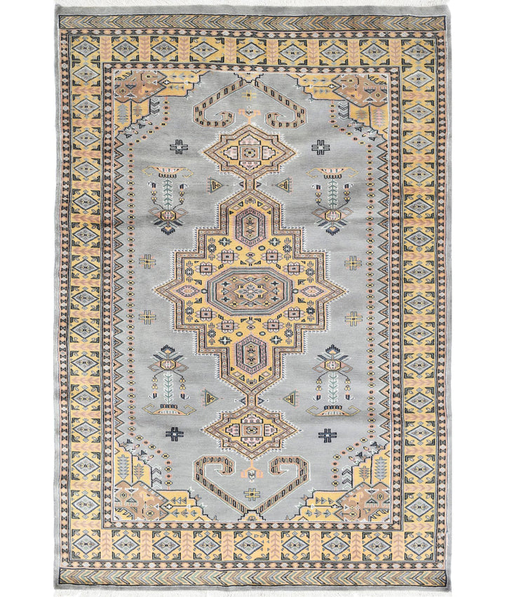 Afghan Bokhara Rug 4' 6" x 6' 7" Hand-Knotted | No. AT88460