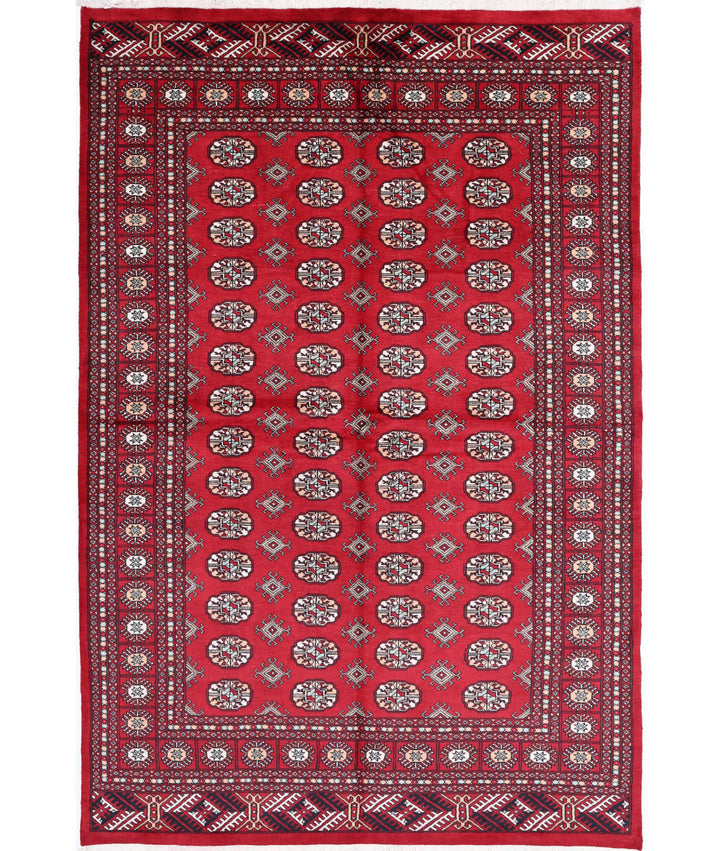 Afghan Bokhara Rug 6' 2" x 9' 2" Hand-Knotted | No. AT84332