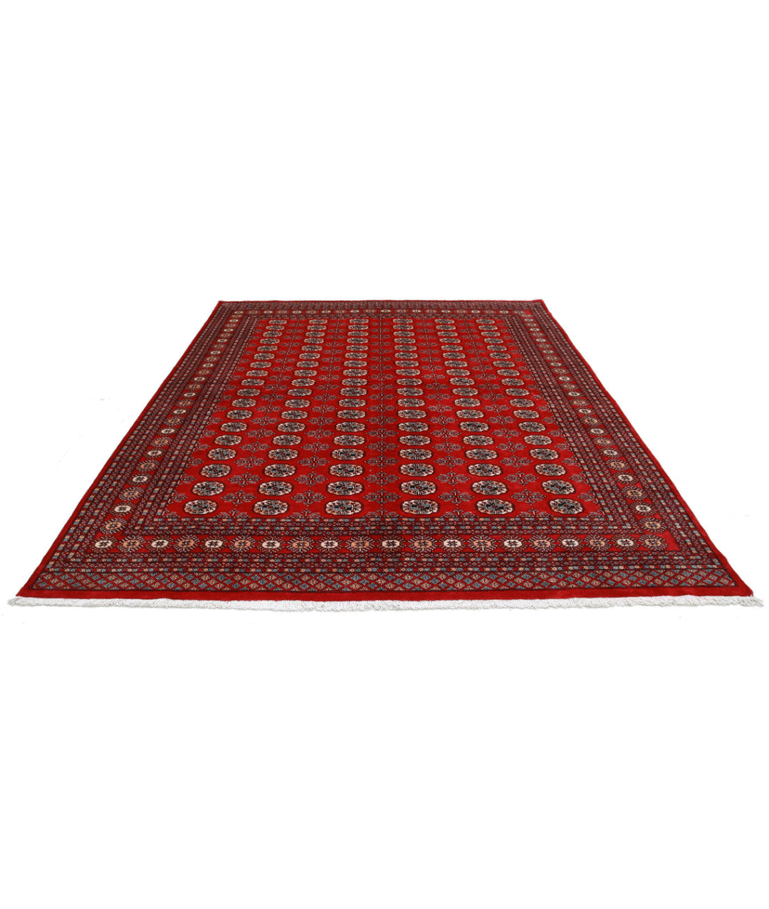 Red Pakistani Bokhara Rug 8' 0" x 10' 0" Hand-Knotted | No. AT44776