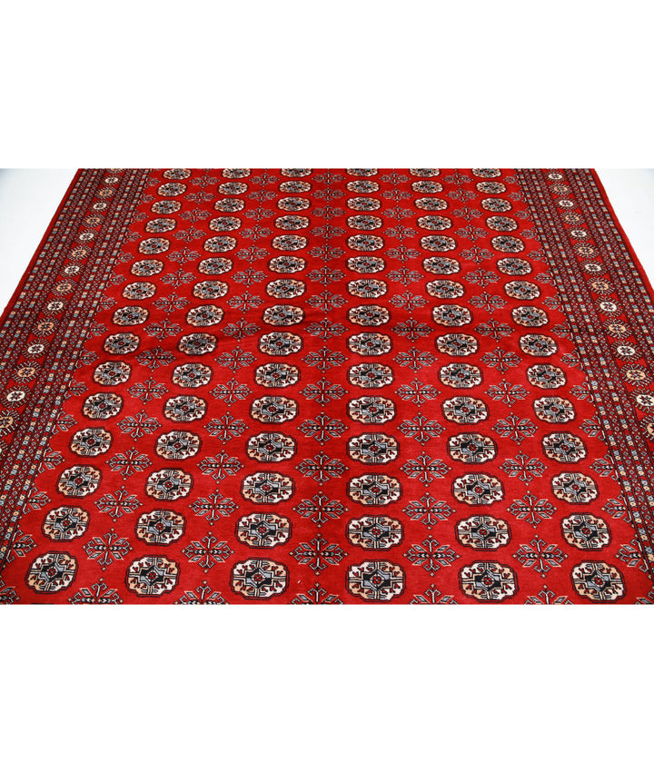 Red Pakistani Bokhara Rug 8' 0" x 10' 0" Hand-Knotted | No. AT44776