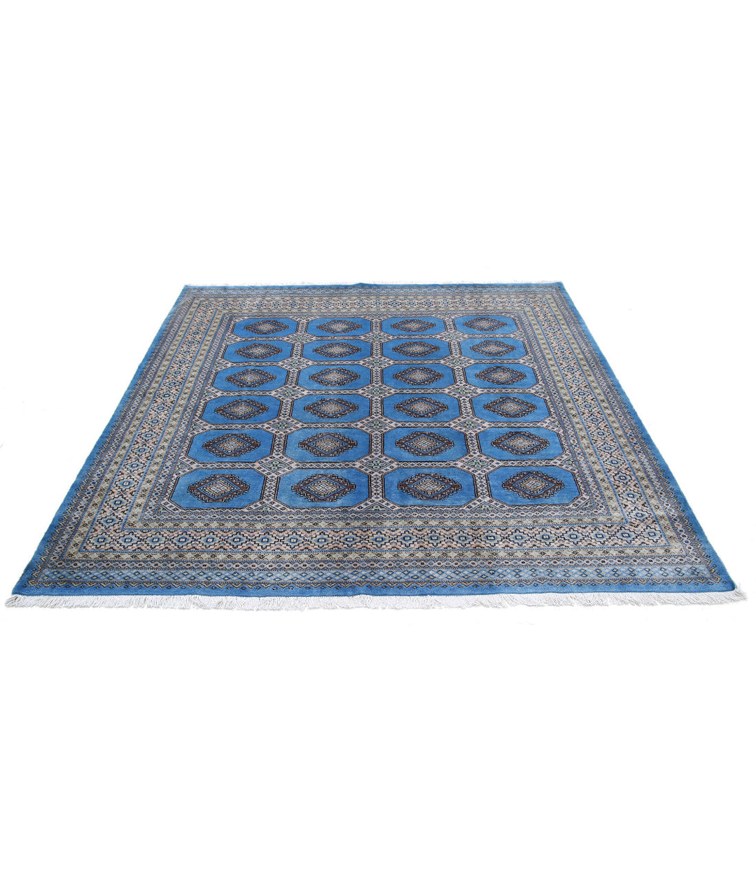 Afghan Bokhara Rug 6' 7" x 6' 5" Hand-Knotted | No. AT45354