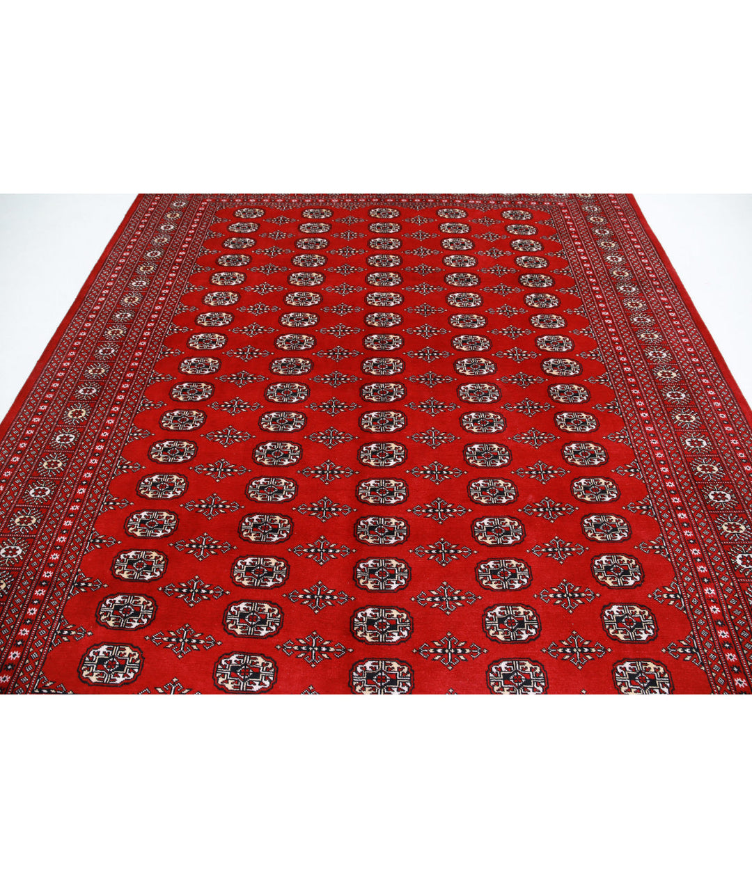 Red Pakistani Bokhara Rug 8' 2" x 10' 0" Hand-Knotted | No. AT39208