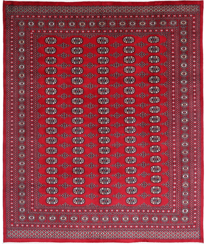 Red Pakistani Bokhara Rug 8' 2" x 10' 0" Hand-Knotted | No. AT39208