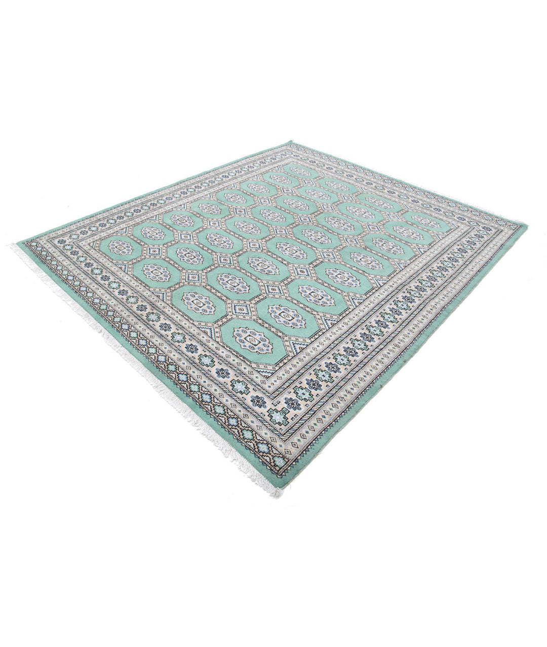 Afghan Bokhara Rug 6' 10" x 7' 9" Hand-Knotted | No. AT39926