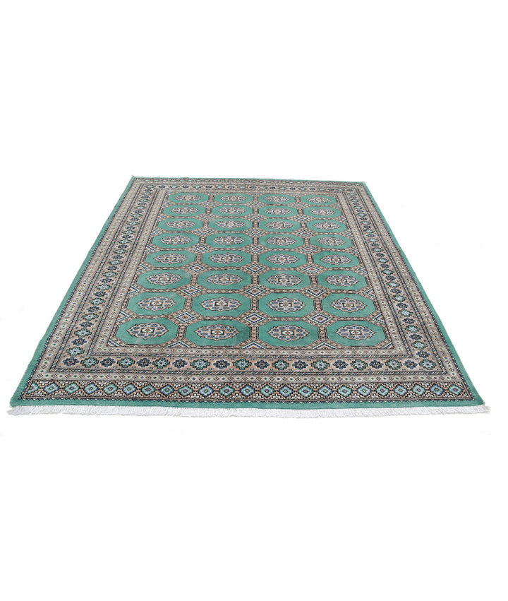 Afghan Bokhara Rug 6' 10" x 7' 9" Hand-Knotted | No. AT39926