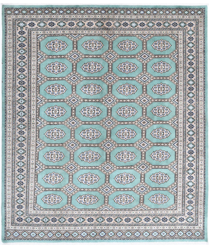 Afghan Bokhara Rug 6' 10" x 7' 9" Hand-Knotted | No. AT39926