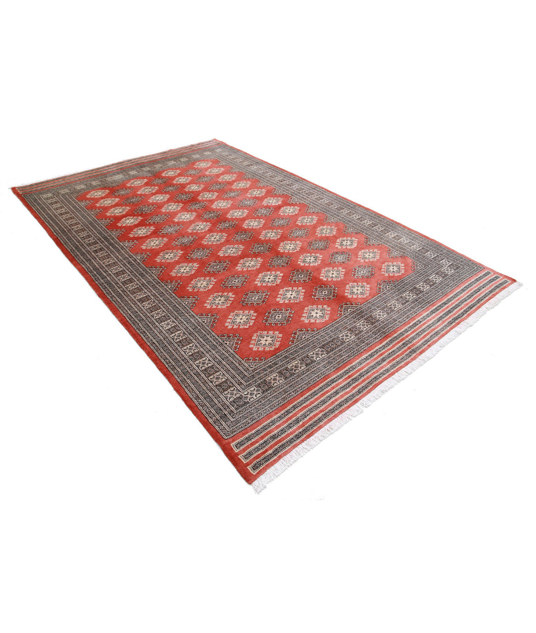 Rust Afghan Bokhara Rug 6' 6" x 10' 0" Hand-Knotted | No. AT52603