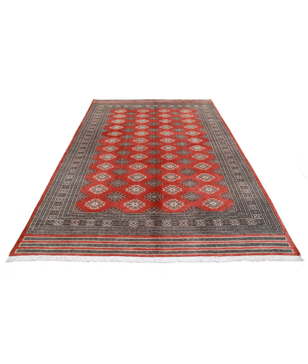 Rust Afghan Bokhara Rug 6' 6" x 10' 0" Hand-Knotted | No. AT52603