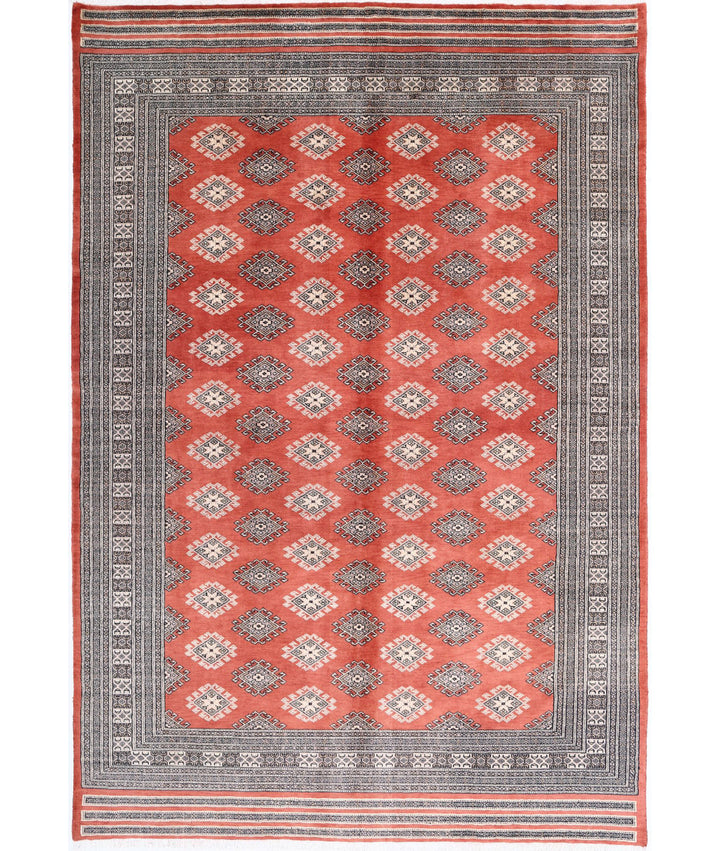 Rust Afghan Bokhara Rug 6' 6" x 10' 0" Hand-Knotted | No. AT52603