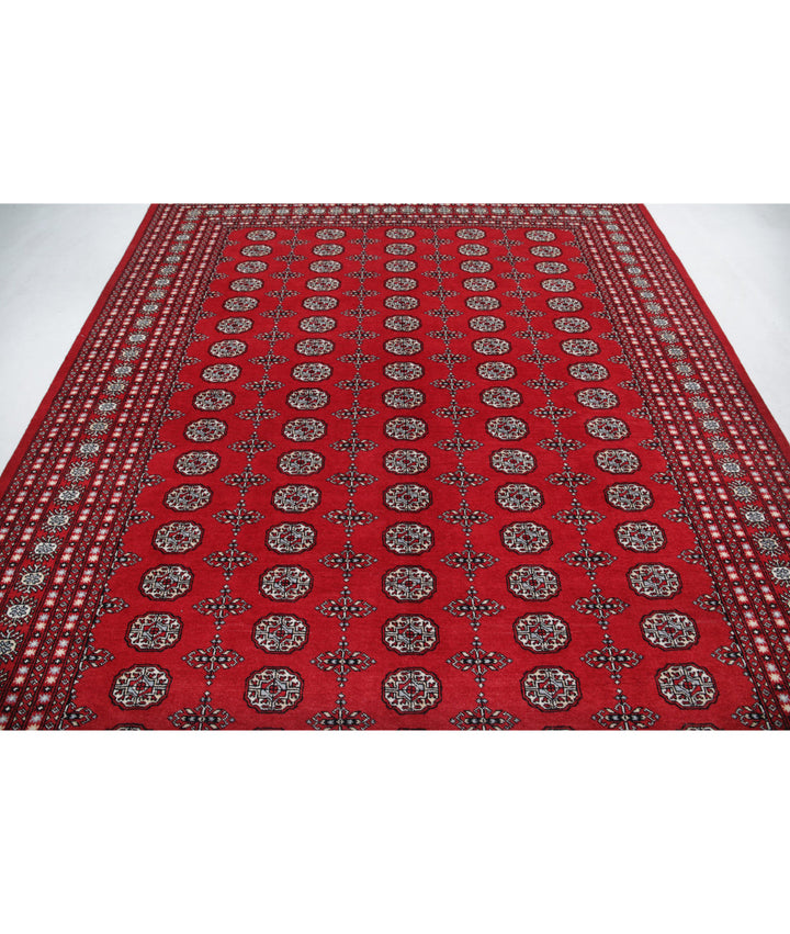 Red Pakistani Bokhara Rug 8' 0" x 10' 1" Hand-Knotted | No. AT16670