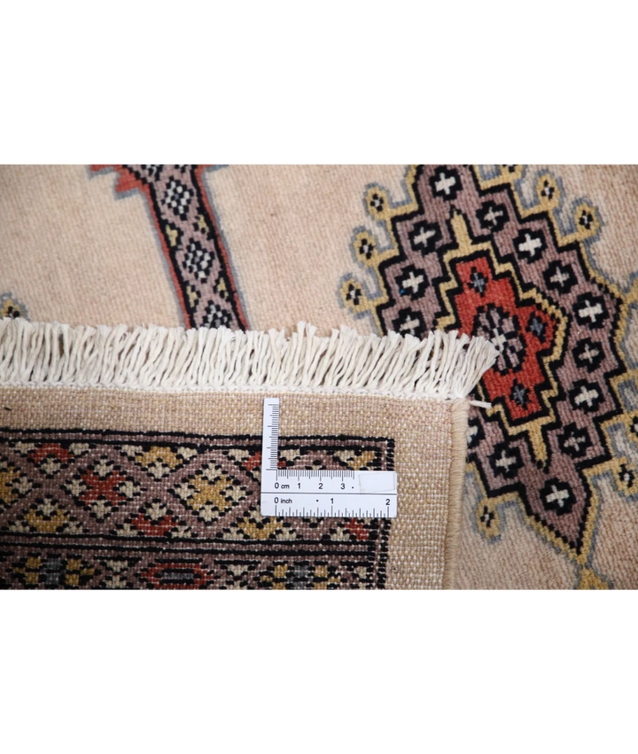 Ivory Afghan Bokhara Rug 2' 7" x 9' 10" Hand-Knotted | No. AT28881