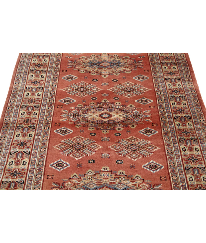 Ivory Afghan Bokhara Rug 4' 2" x 6' 1" Hand-Knotted | No. AT34152