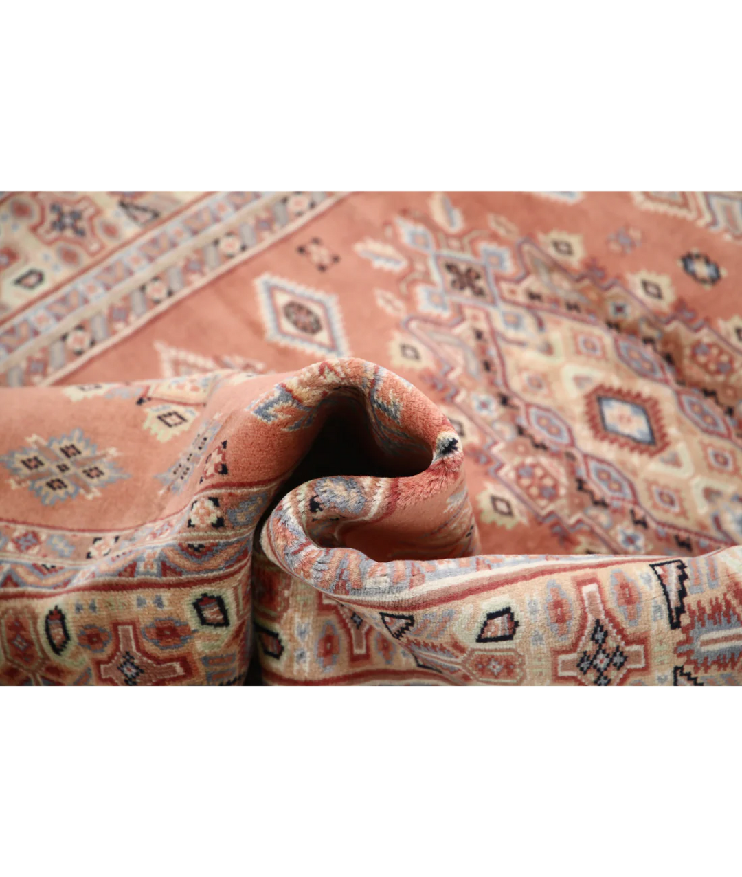 Ivory Afghan Bokhara Rug 4' 2" x 6' 1" Hand-Knotted | No. AT34152