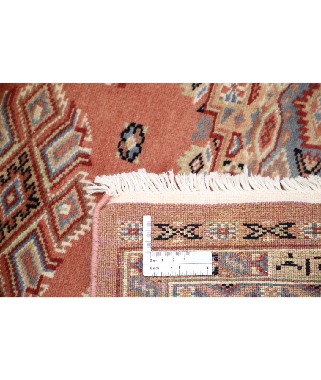 Ivory Afghan Bokhara Rug 4' 2" x 6' 1" Hand-Knotted | No. AT34152