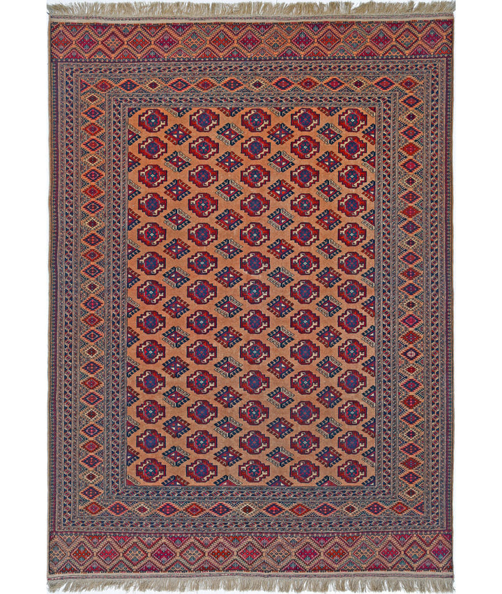 Afghan Bokhara Rug 6' 3" x 8' 6" Hand-Knotted | No. AT52829