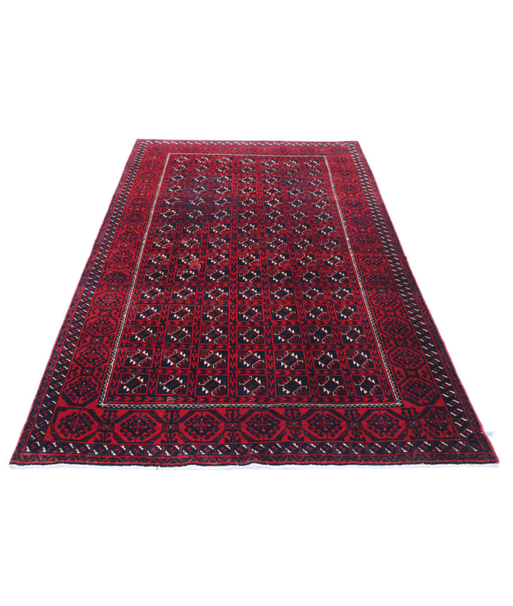 Afghan Tribal Bokhara Rug 4'7" x 7'7" Hand-Knotted | No. AT55755