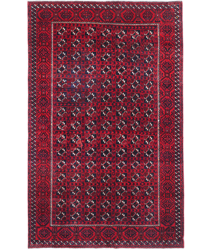 Afghan Tribal Bokhara Rug 4'7" x 7'7" Hand-Knotted | No. AT55755