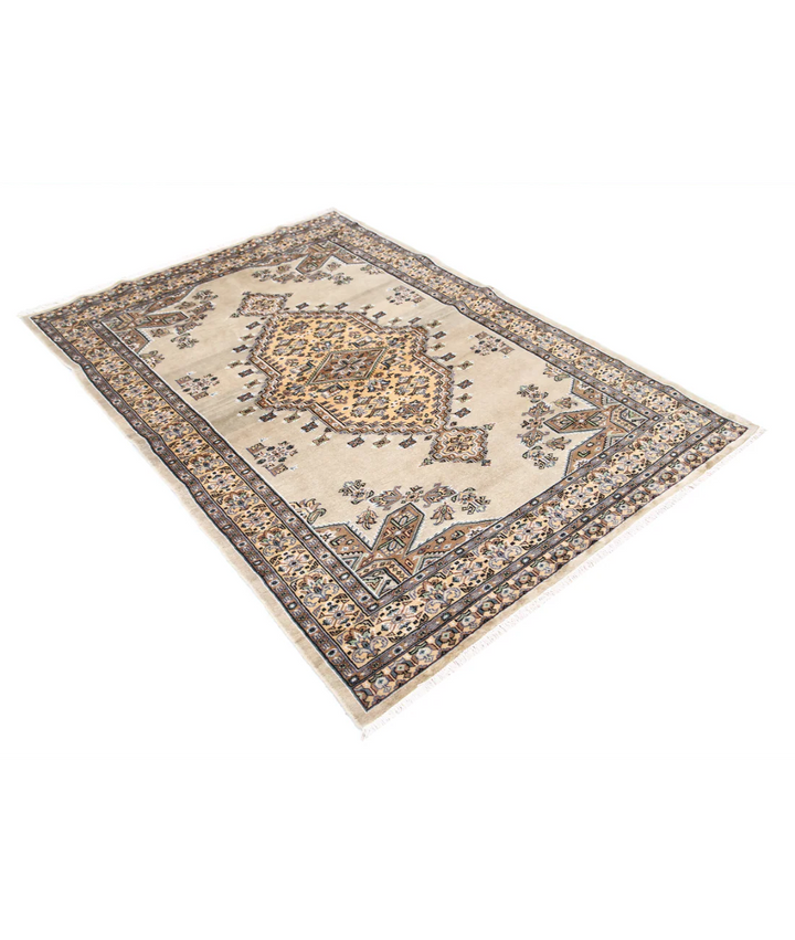Afghan Bokhara Rug 4' 6" x 6' 4" Hand-Knotted | No. AT77405