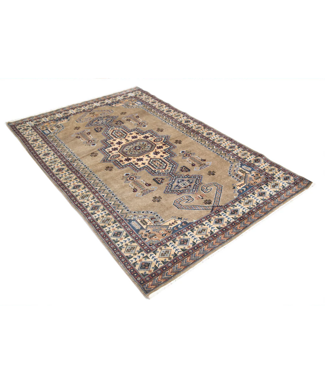 Afghan Bokhara Rug 4' 6" x 6' 9" Hand-Knotted | No. AT78973