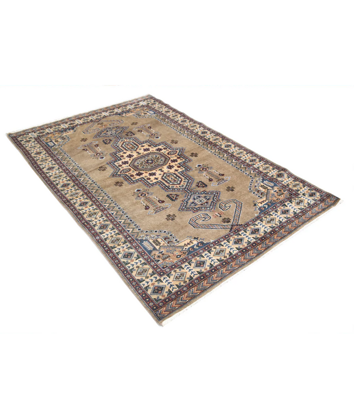 Afghan Bokhara Rug 4' 6" x 6' 9" Hand-Knotted | No. AT78973
