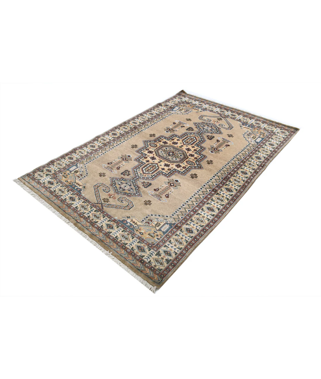 Afghan Bokhara Rug 4' 6" x 6' 9" Hand-Knotted | No. AT78973