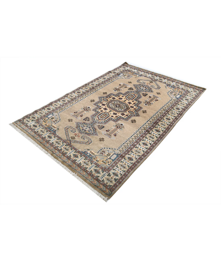 Afghan Bokhara Rug 4' 6" x 6' 9" Hand-Knotted | No. AT78973