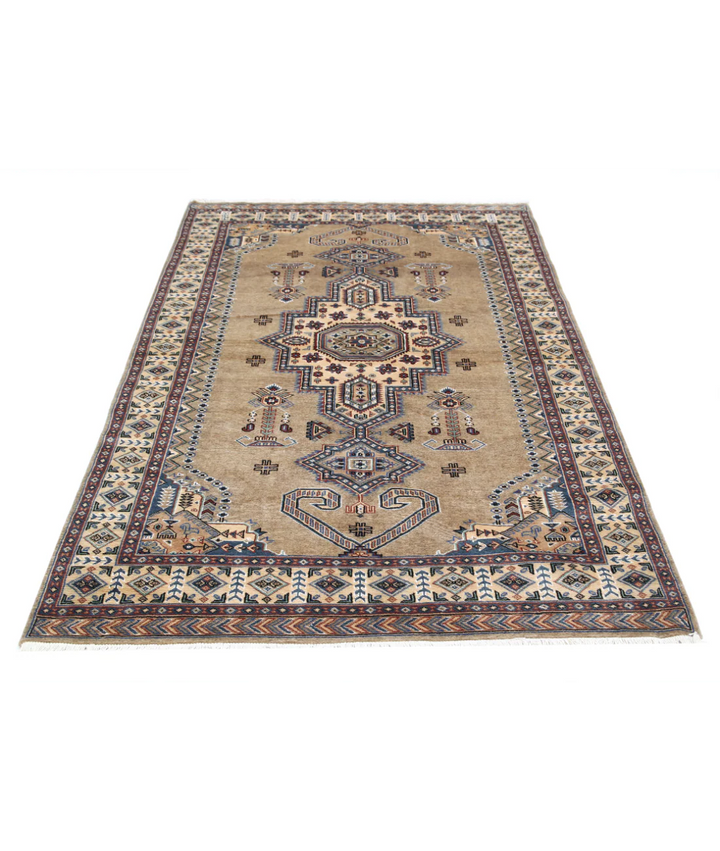 Afghan Bokhara Rug 4' 6" x 6' 9" Hand-Knotted | No. AT78973