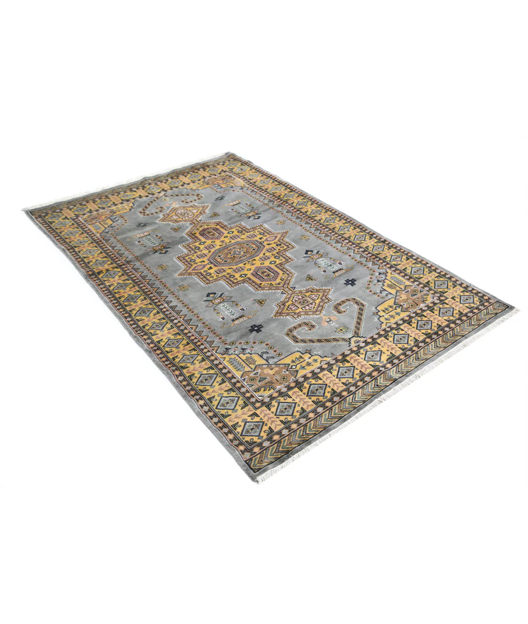 Afghan Bokhara Rug 4' 6" x 6' 7" Hand-Knotted | No. AT88460