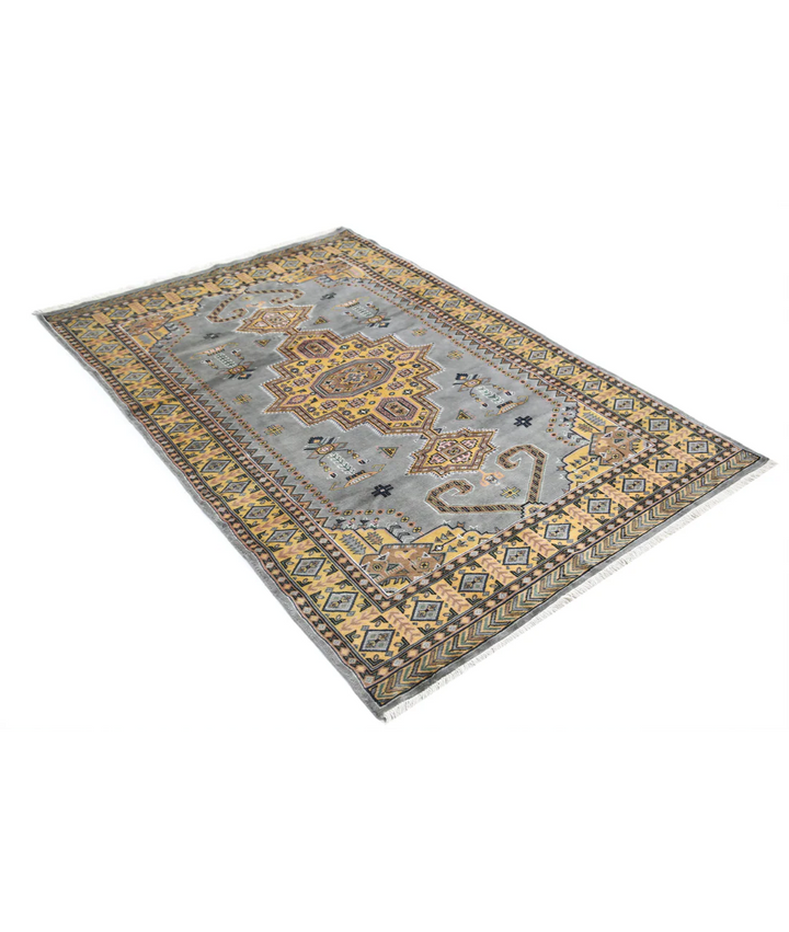Afghan Bokhara Rug 4' 6" x 6' 7" Hand-Knotted | No. AT88460