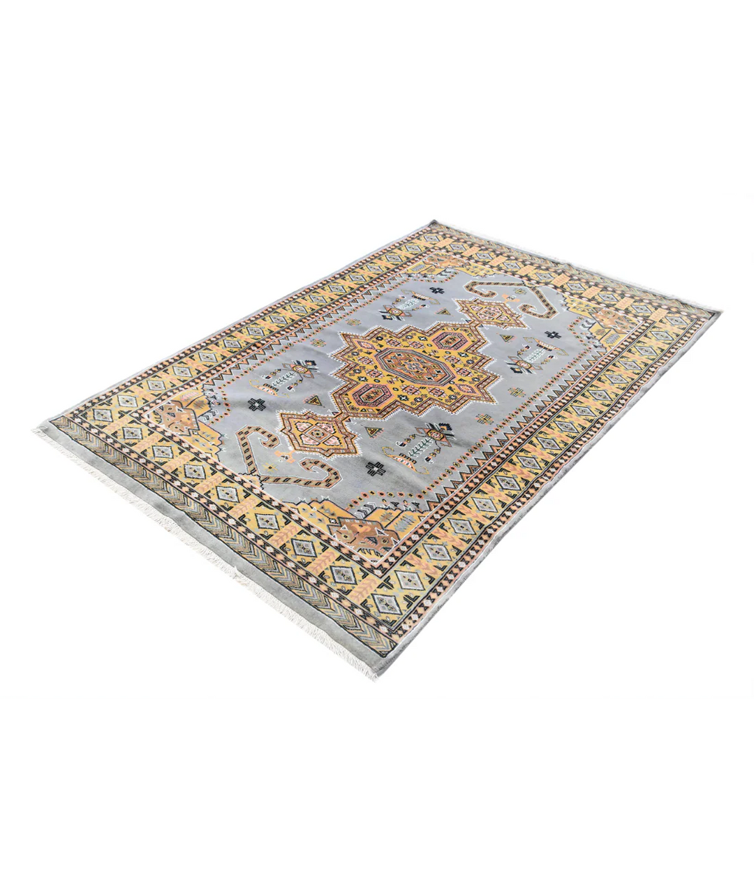 Afghan Bokhara Rug 4' 6" x 6' 7" Hand-Knotted | No. AT88460
