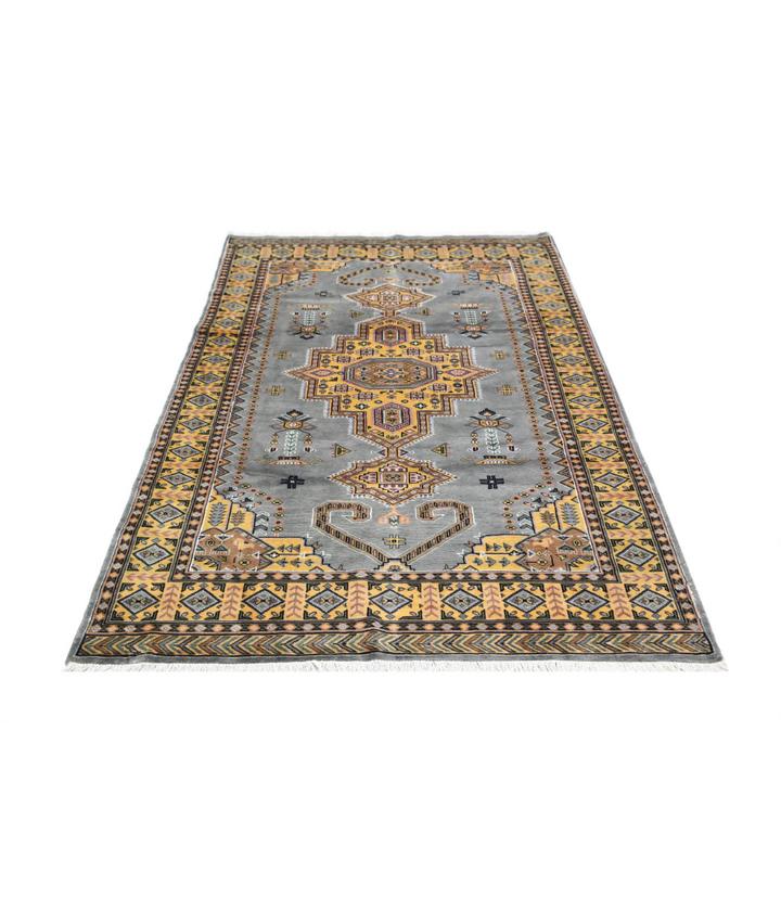 Afghan Bokhara Rug 4' 6" x 6' 7" Hand-Knotted | No. AT88460