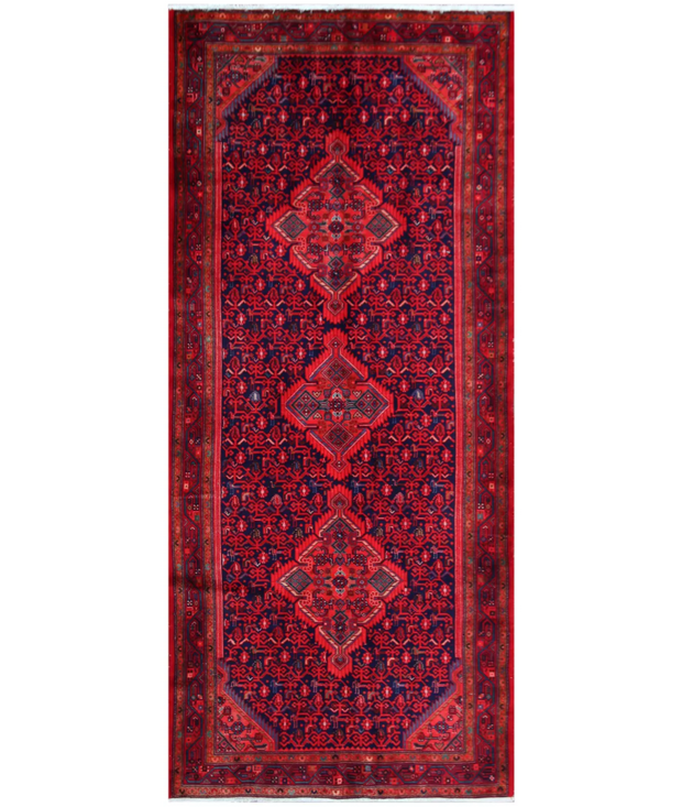 Hand Knotted Hamadan Wool Rug 4'  4" x 10'  4" - No. AT16223