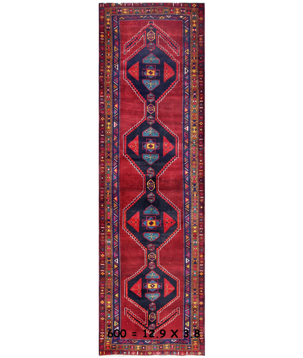 Hand Knotted Hamadan Wool Rug 3'  9" x 12'  9" - No. AT53193