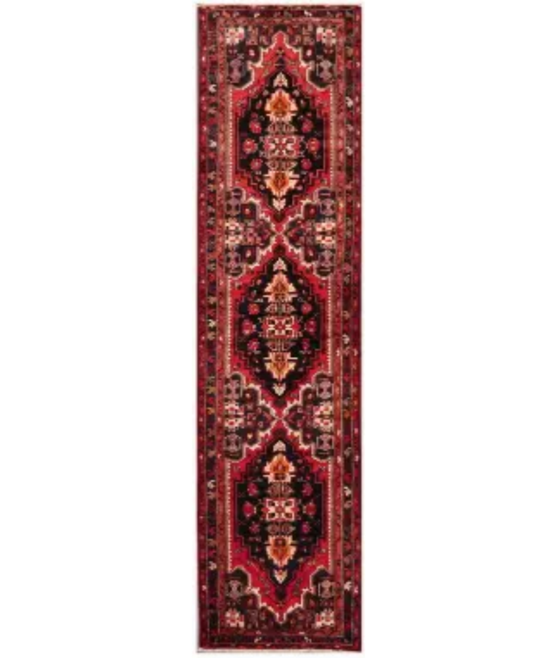 Hand Knotted Hamadan Wool Rug 3'  3" x 13'  1" - No. AT65882