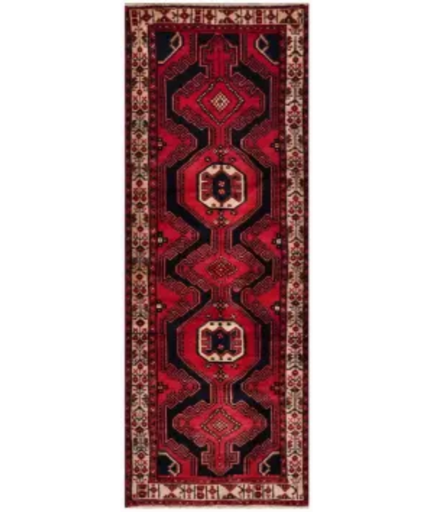 Hand Knotted Hamadan Wool Rug 3'  3" x 9'  1" - No. AT30065