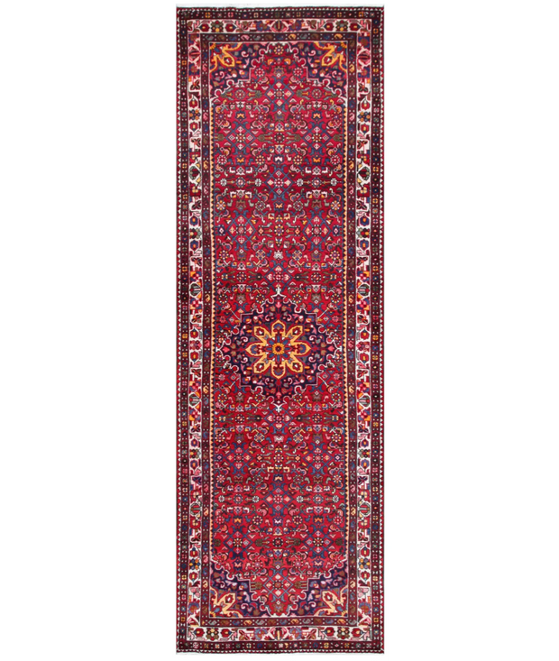 Hand Knotted Hamadan Wool Rug 3'  6" x 10'  11" - No. AT40797