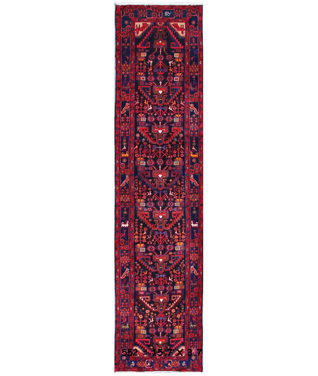 Hand Knotted Hamadan Wool Rug 3'  7" x 15'  6" - No. AT47976