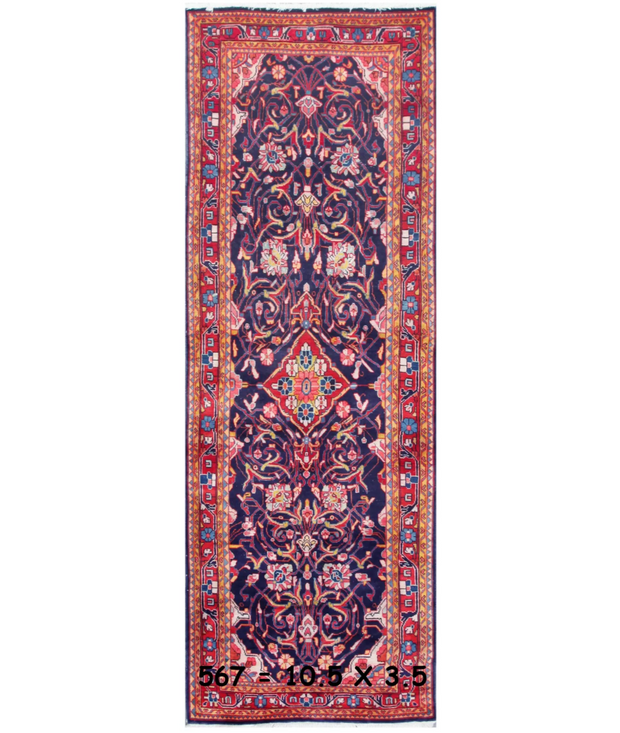 Hand Knotted Hamadan Wool Rug 3'  6" x 10'  3" - No. AT15016