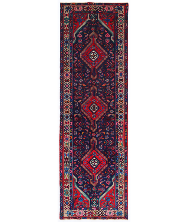 Hand Knotted Hamadan Wool Rug 3'  4" x 10'  9" - No. AT56725