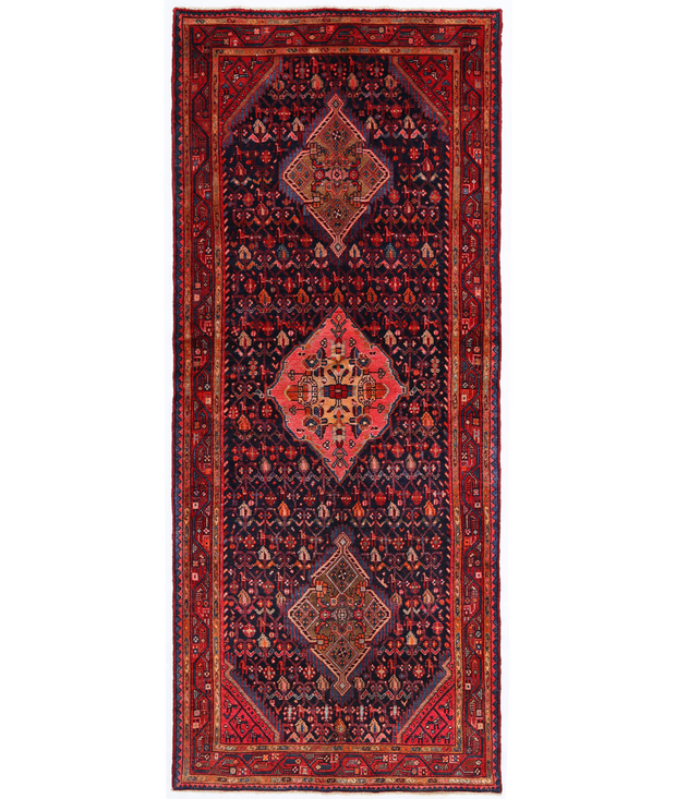 Hand Knotted Hamadan Wool Rug 4'  3" x 10'  1" - No. AT94409