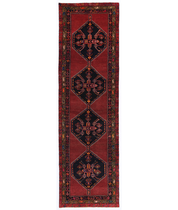 Hand Knotted Hamadan Wool Rug 3'  7" x 12'  6" - No. AT21012