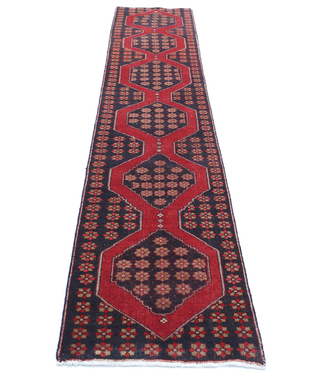 Oriental Hamadan Runner Rug 2' 0" x 11' 6" Hand-Knotted | No. AT98158