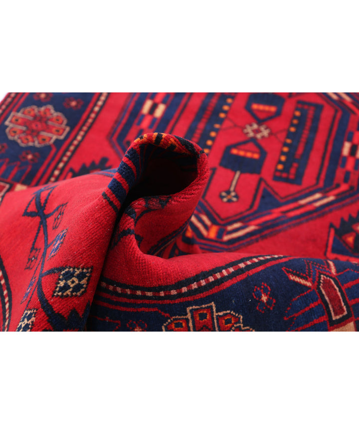 Afghan Hamadan Runner Rug 3' 6" x 9' 8" Hand-Knotted | No. AT32600