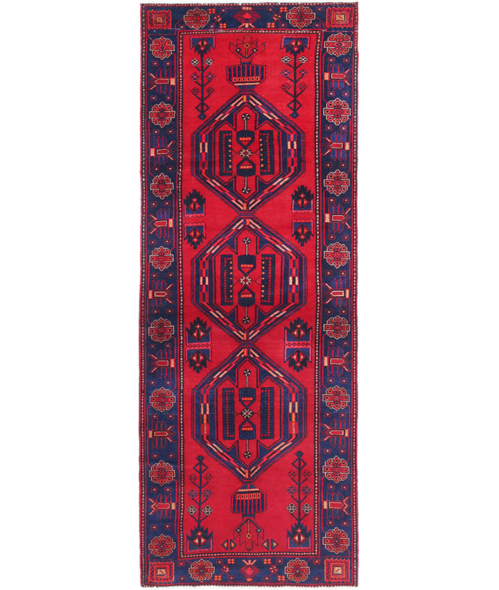 Afghan Hamadan Runner Rug 3' 6" x 9' 8" Hand-Knotted | No. AT32600