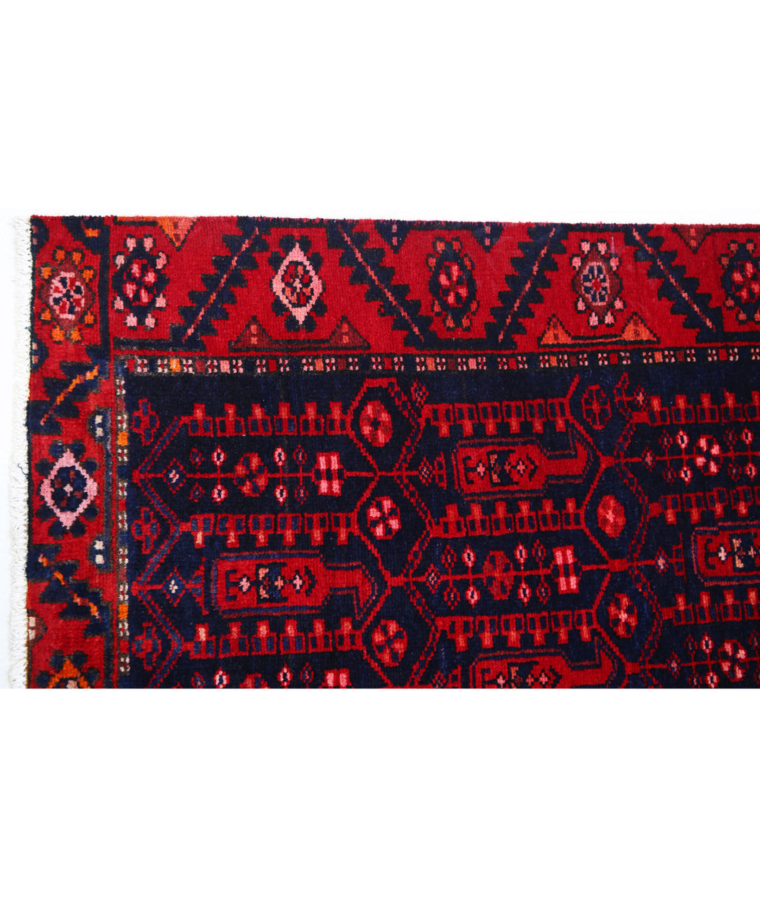 Afghan Hamadan Runner Rug 3' 4" x 10' 0" Hand-Knotted | No. AT17474