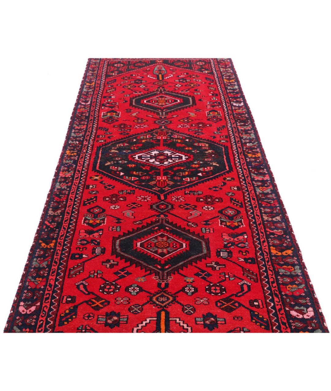 Afghan Hamadan Runner Rug 3' 7" x 9' 10" Hand-Knotted | No. AT24604