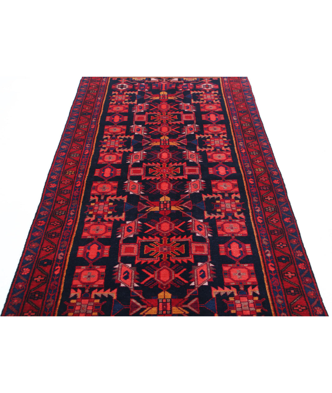 Afghan Hamadan Runner Rug 3' 8" x 10' 0" Hand-Knotted | No. AT13965